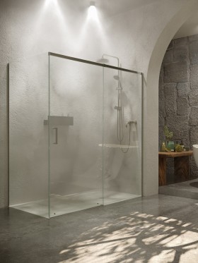 Mampara de ducha rinconera 70x70 en cristal transparente templado con  tratamiento antical
